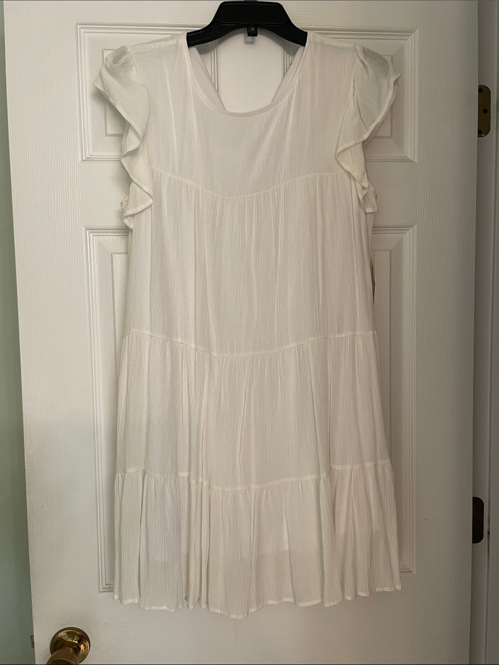 Altar'd State Cream Ruffle Sleeve Tiered Dress